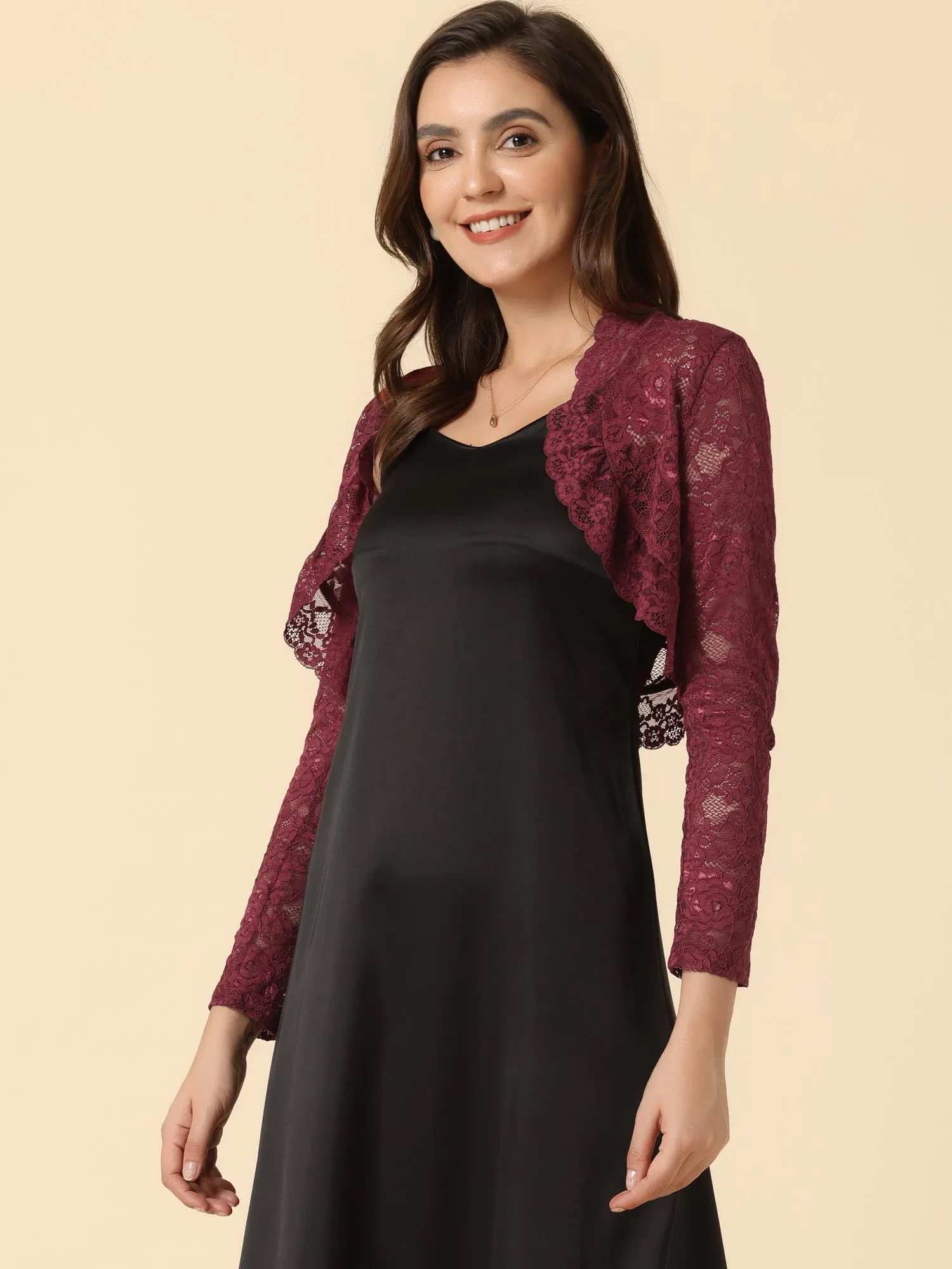 Elegant Sheer Floral Lace Cropped Bolero Shrugs