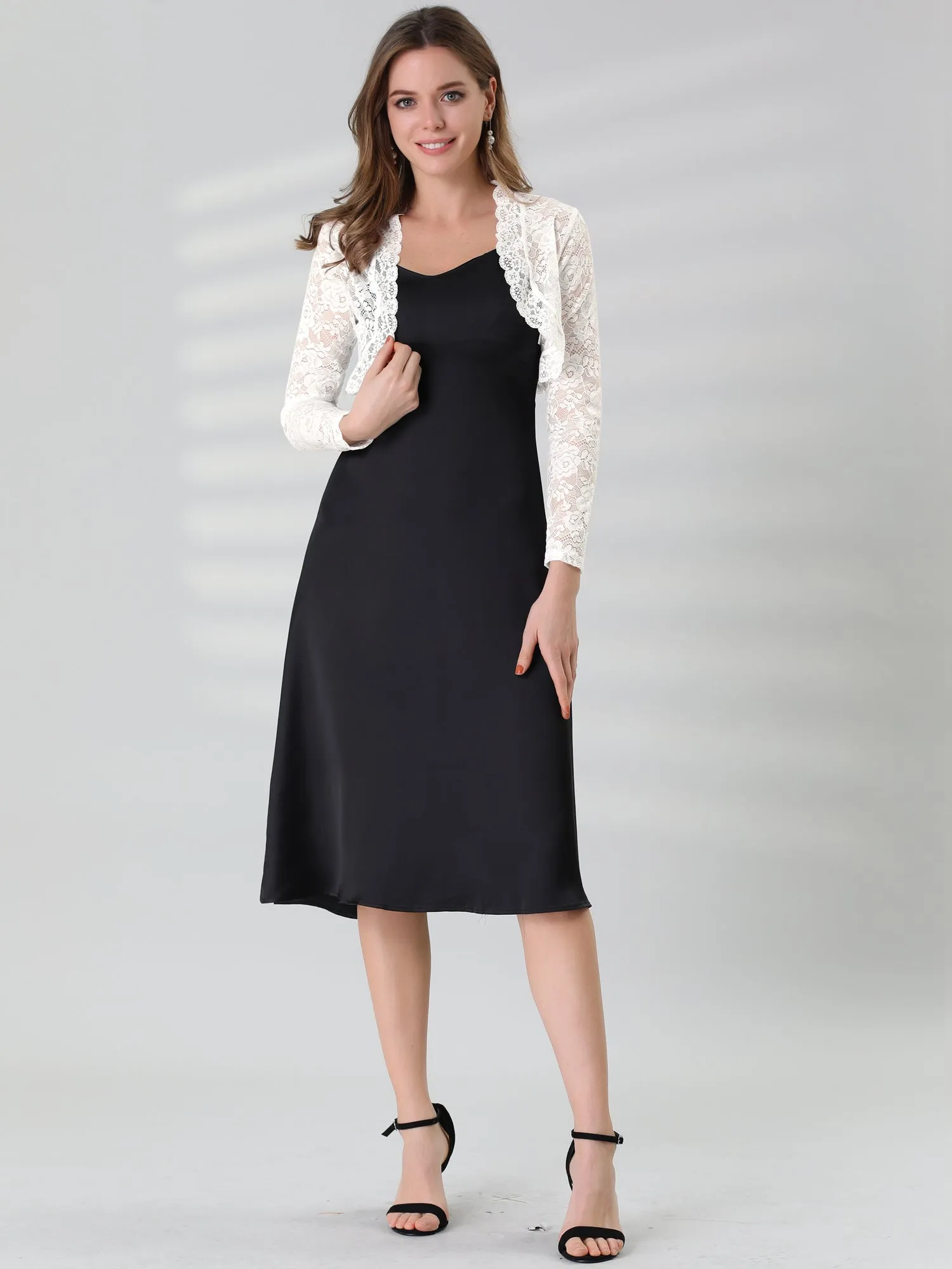 Elegant Sheer Floral Lace Cropped Bolero Shrugs