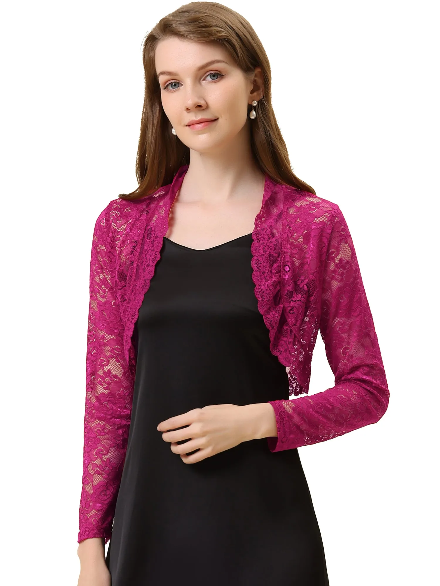 Elegant Sheer Floral Lace Cropped Bolero Shrugs