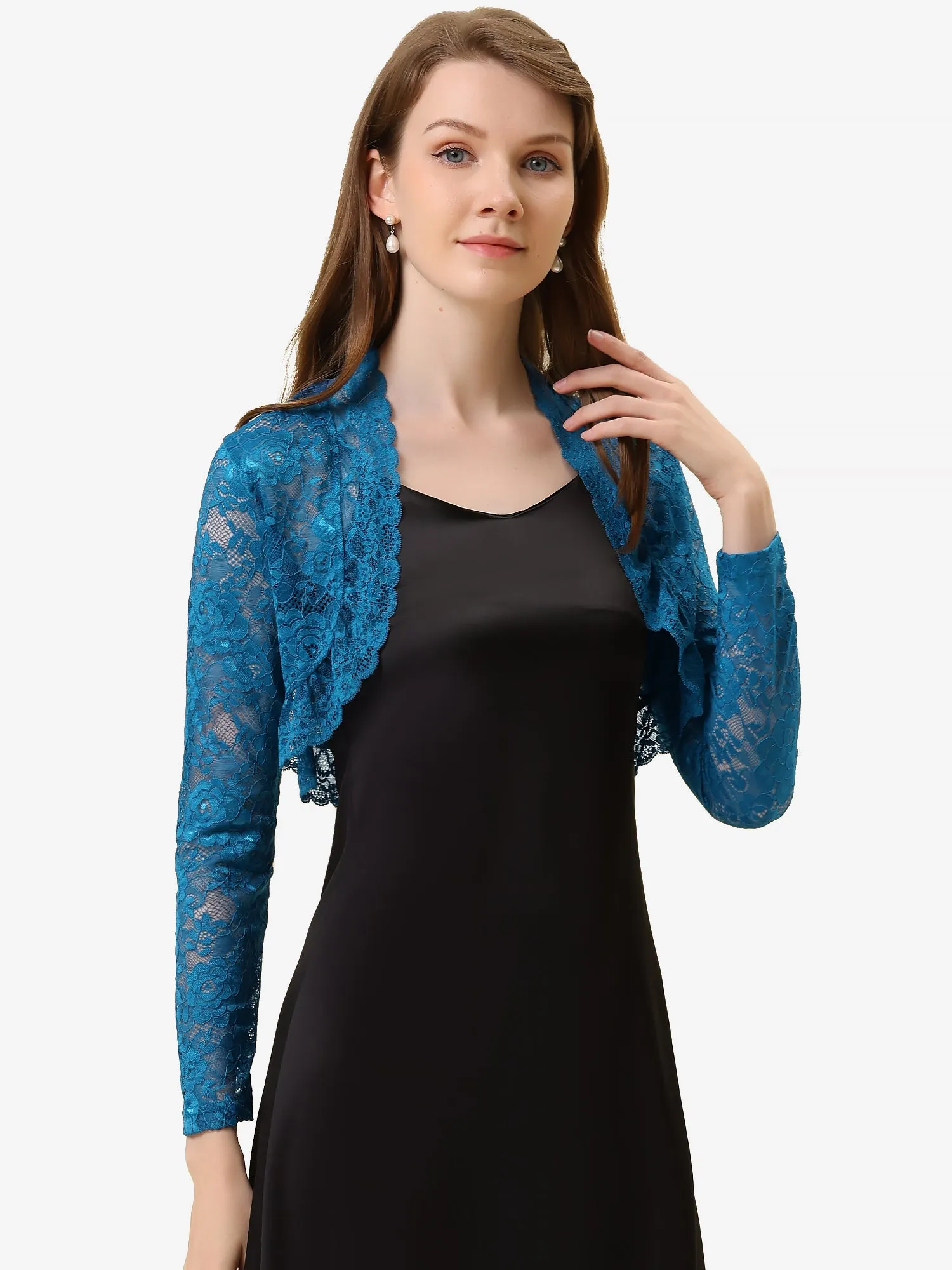 Elegant Sheer Floral Lace Cropped Bolero Shrugs