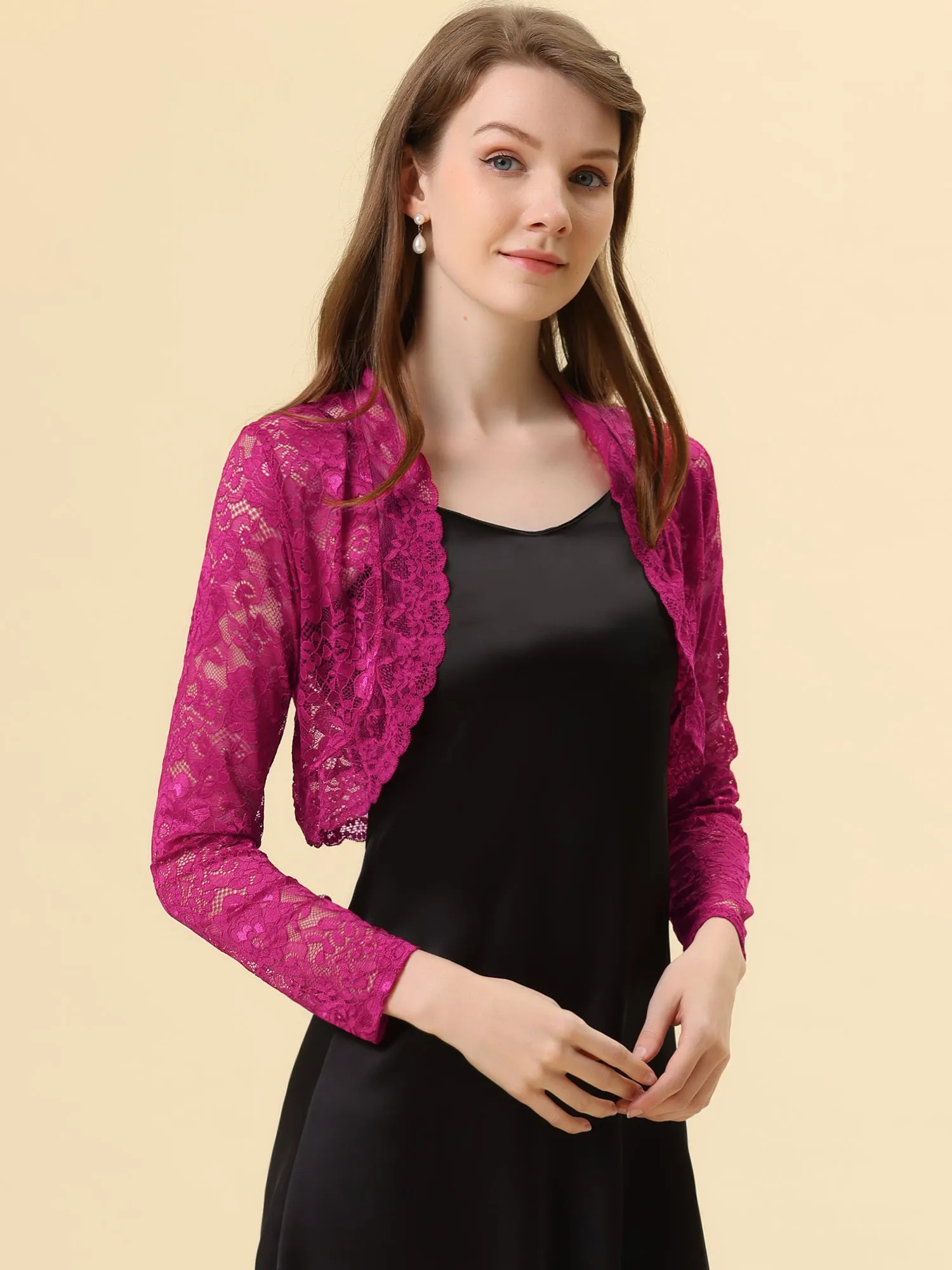 Elegant Sheer Floral Lace Cropped Bolero Shrugs