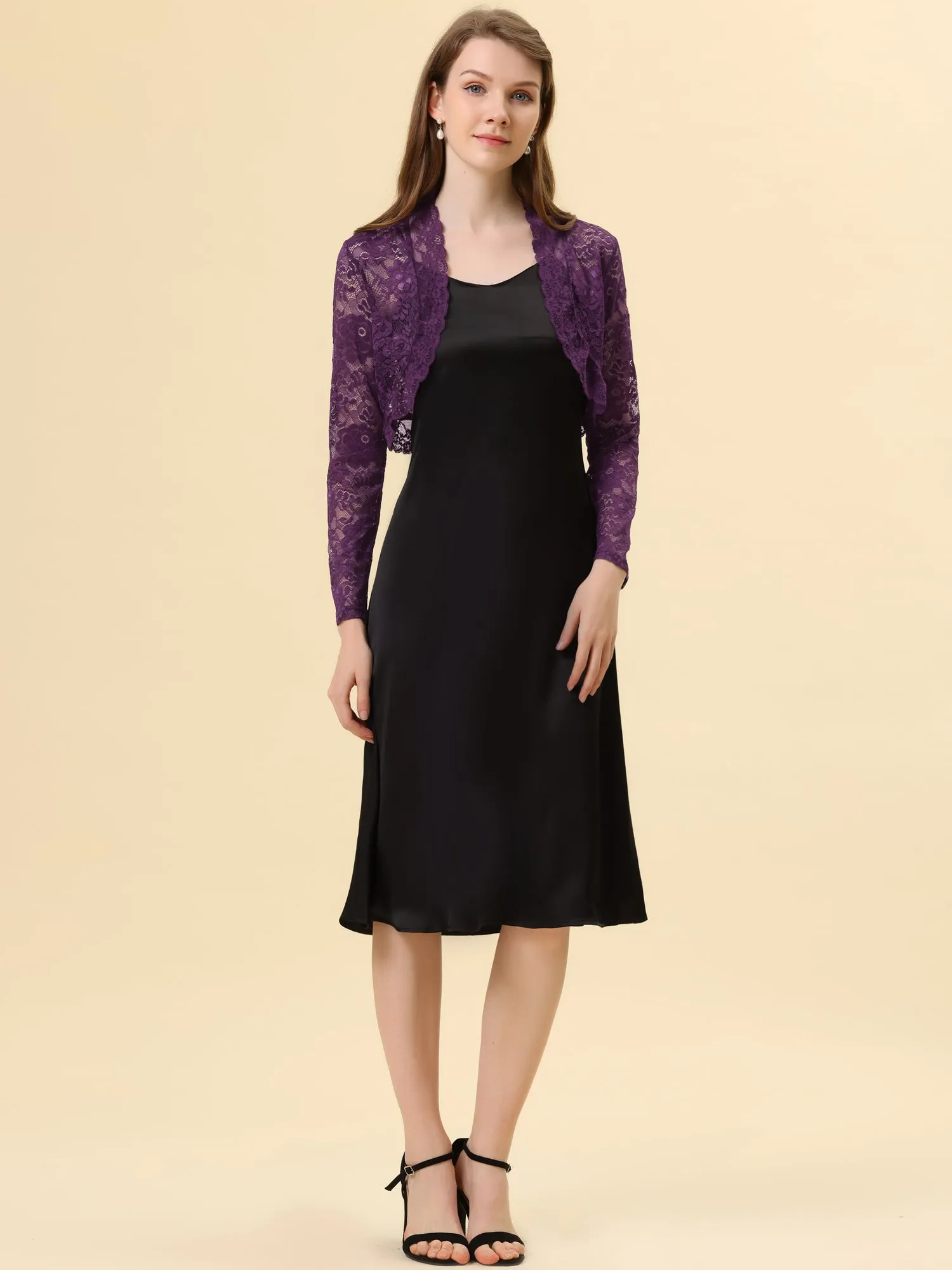 Elegant Sheer Floral Lace Cropped Bolero Shrugs