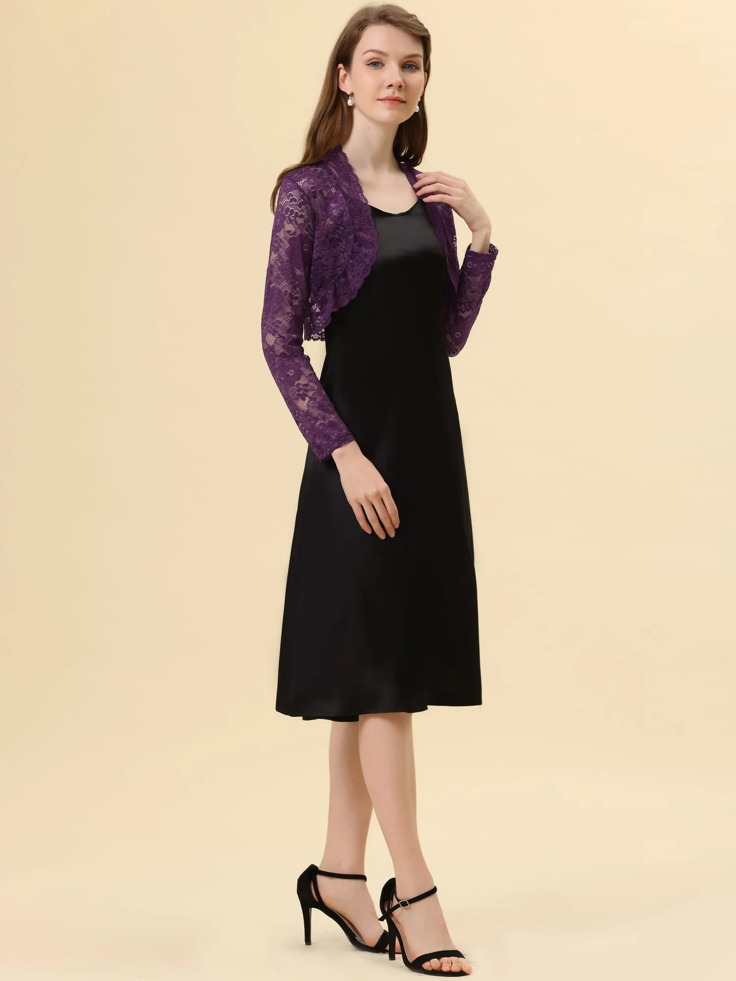 Elegant Sheer Floral Lace Cropped Bolero Shrugs