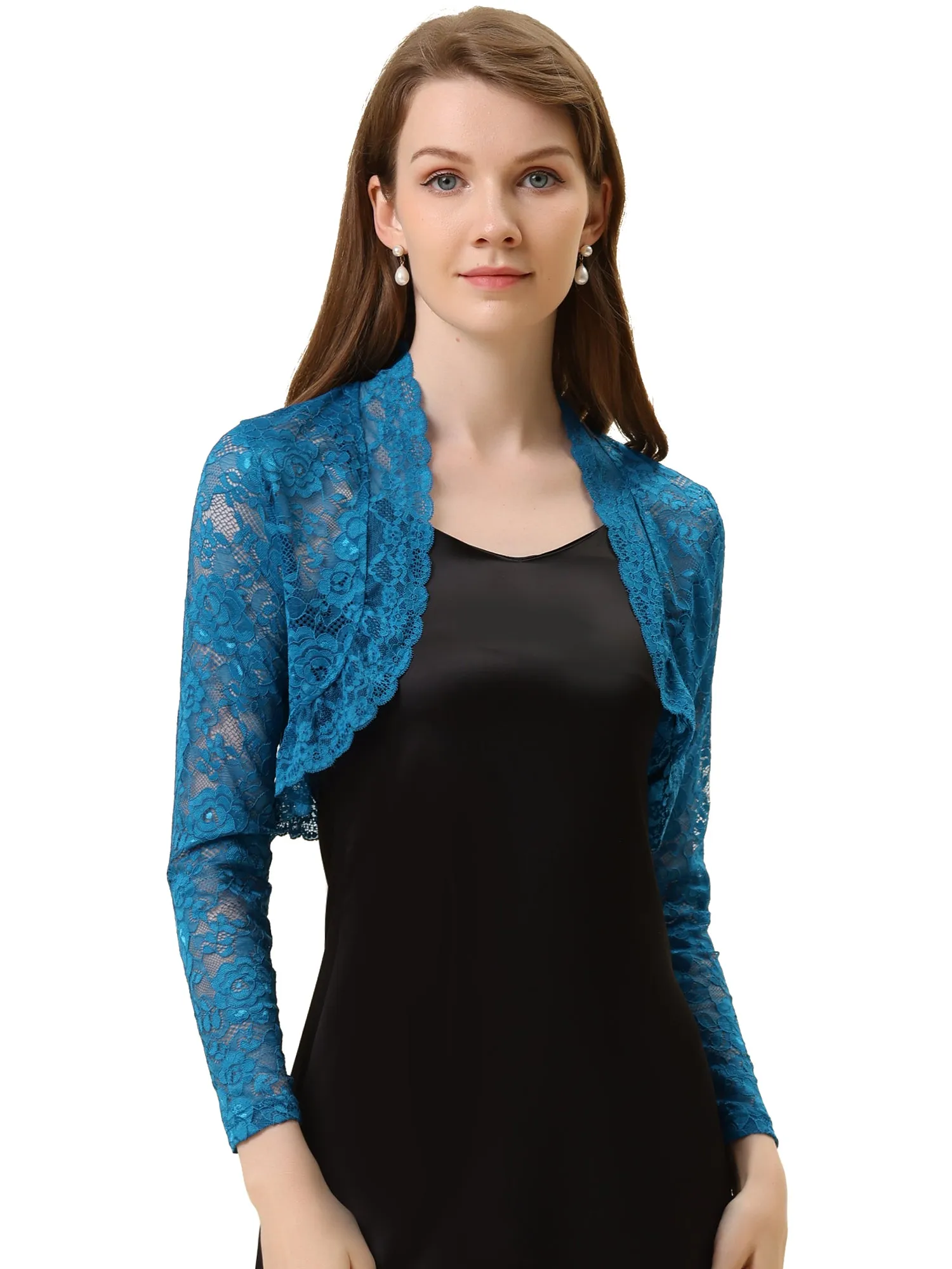 Elegant Sheer Floral Lace Cropped Bolero Shrugs