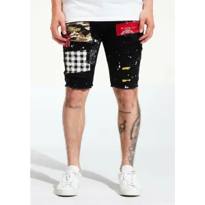 Embellish Black Patched Ripped Shorts (EMBSP222-134)