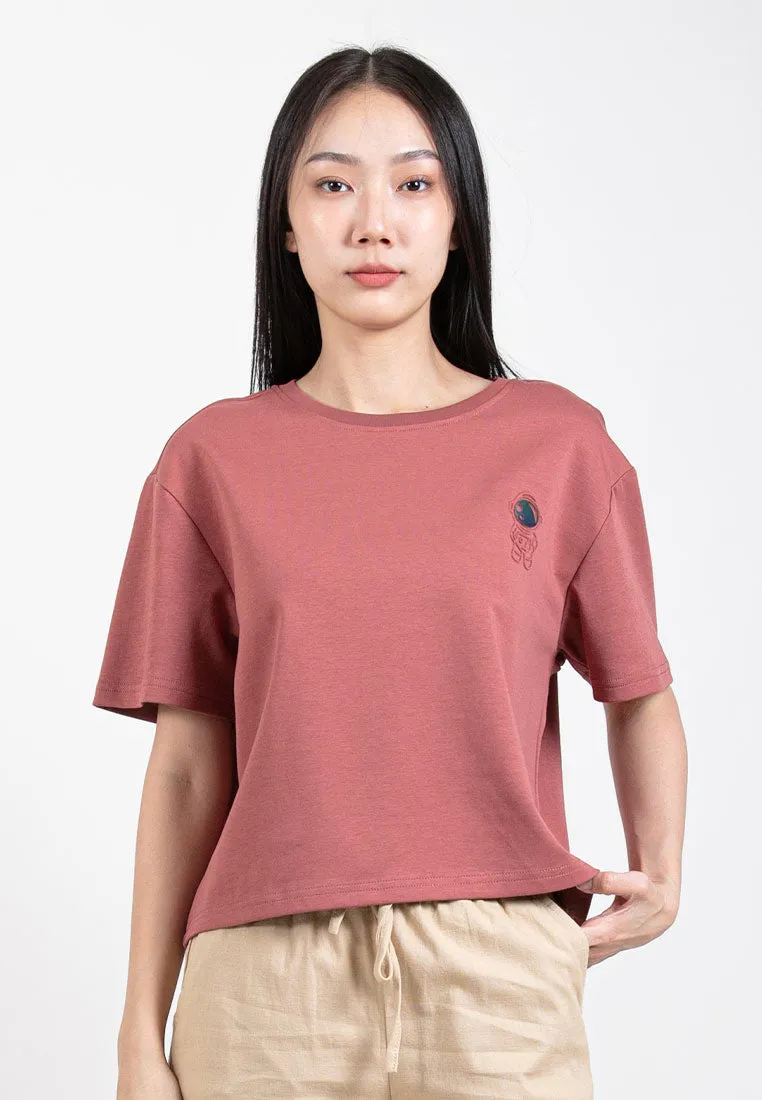 Forest Ladies Heavy Weight Cotton Boxy-Cut Round Neck Tee Ladies Casual Loose Fit Crop Top - 822401
