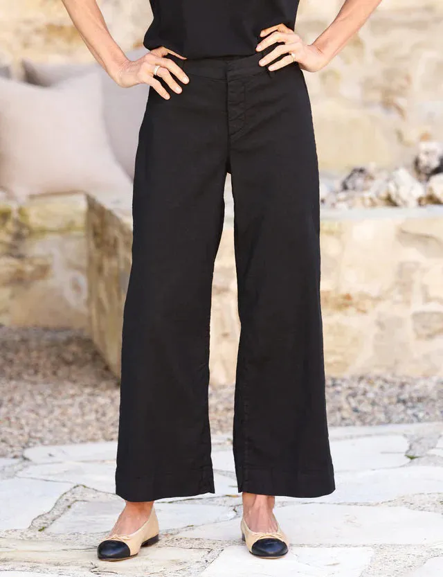 FRANK AND EILEEN - WEXFORD WIDE LEG LINEN PANT IN BLACK