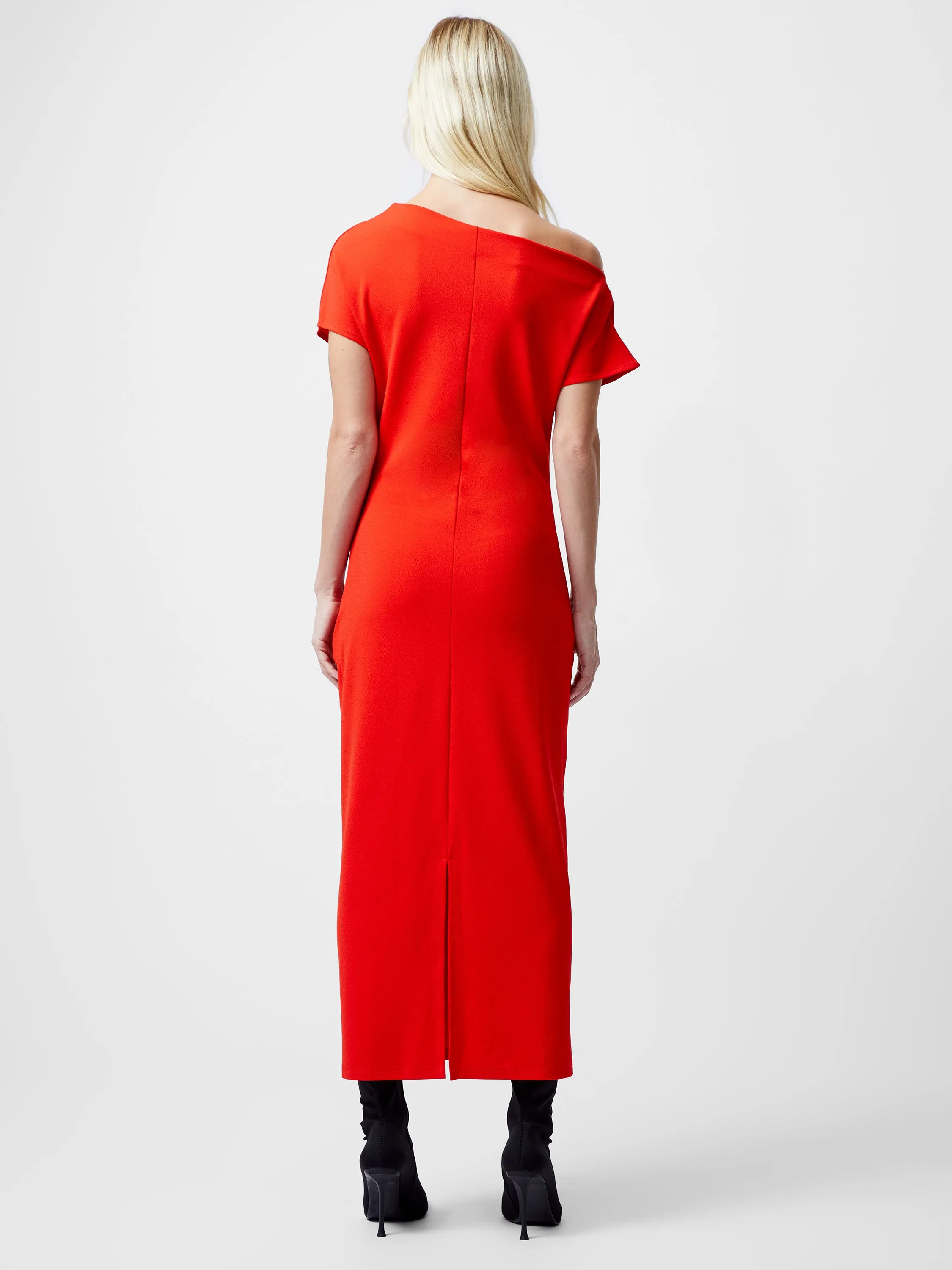 French Connection Valetta off the shoulder Midi Dress in Scarlet Red 71YDO