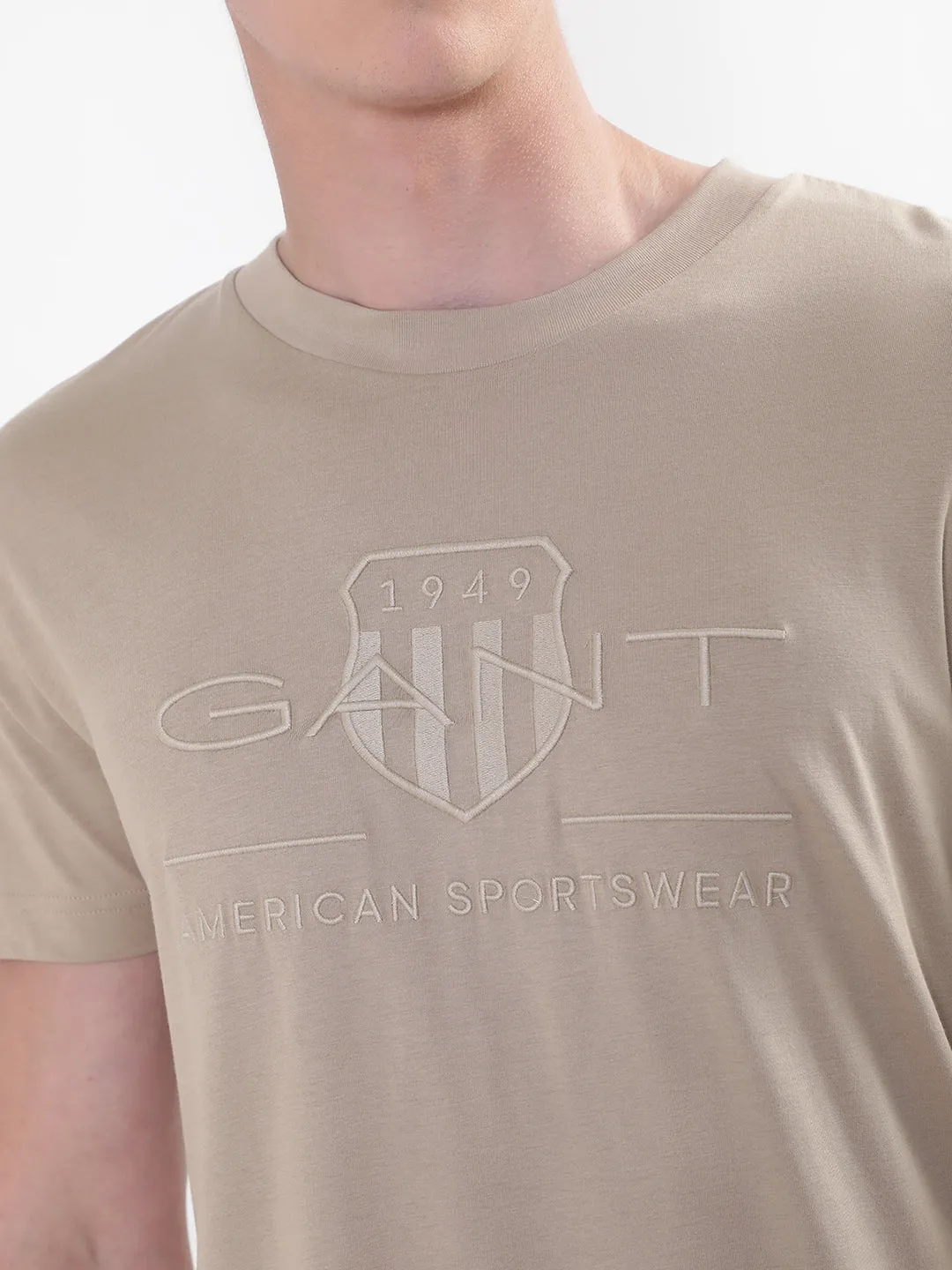 Gant Beige Tonal Archive Shield Logo Regular Fit T-Shirt