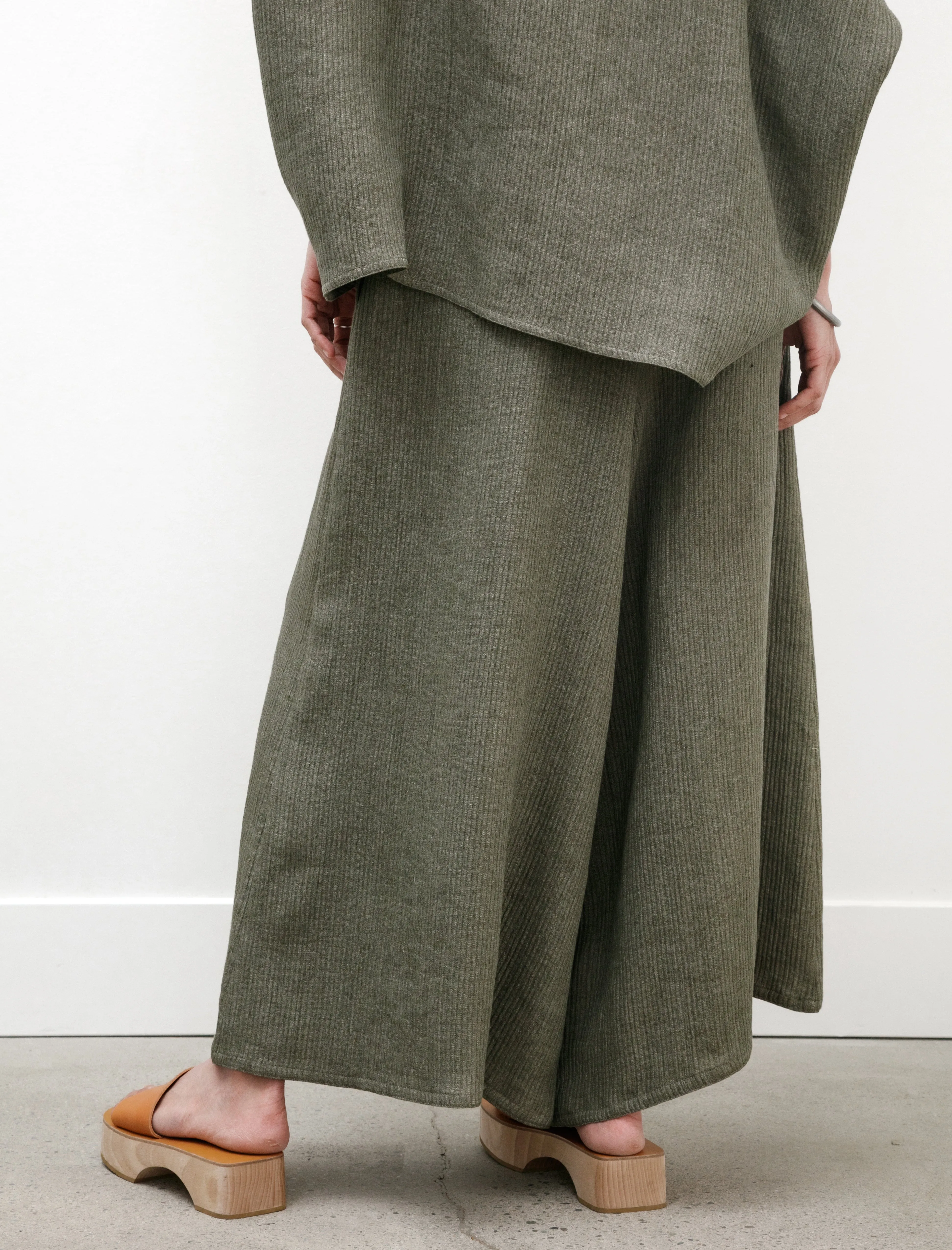 Gaucho Pants Wave Linen Military Green