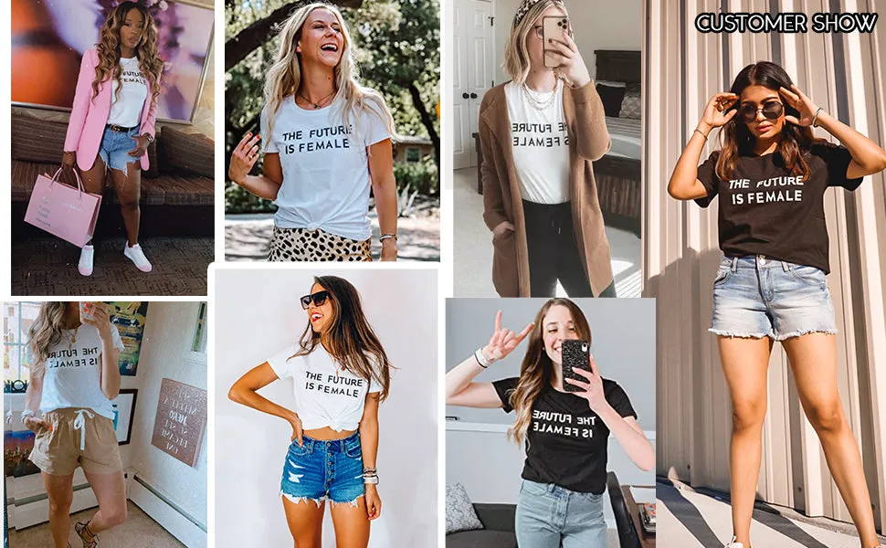 Graphic Tee - #071G7CBF2-B  Made for the Curvy Girl - The Future is Female -Tee Shirt -  Black