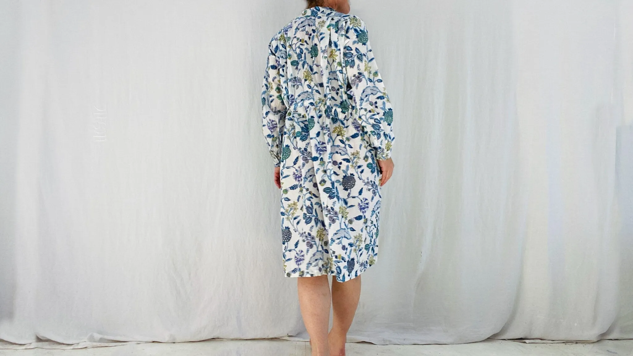 Indian Gauze Dress. Shirt Dress. Block S-L