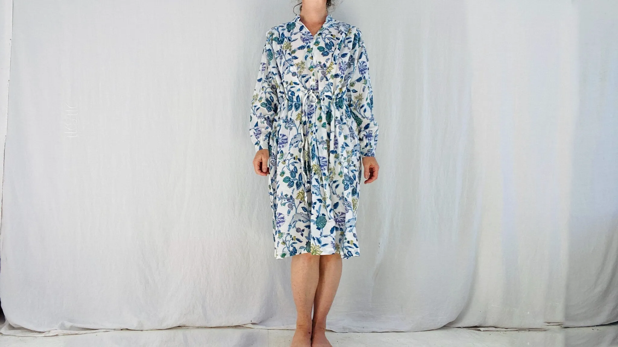 Indian Gauze Dress. Shirt Dress. Block S-L