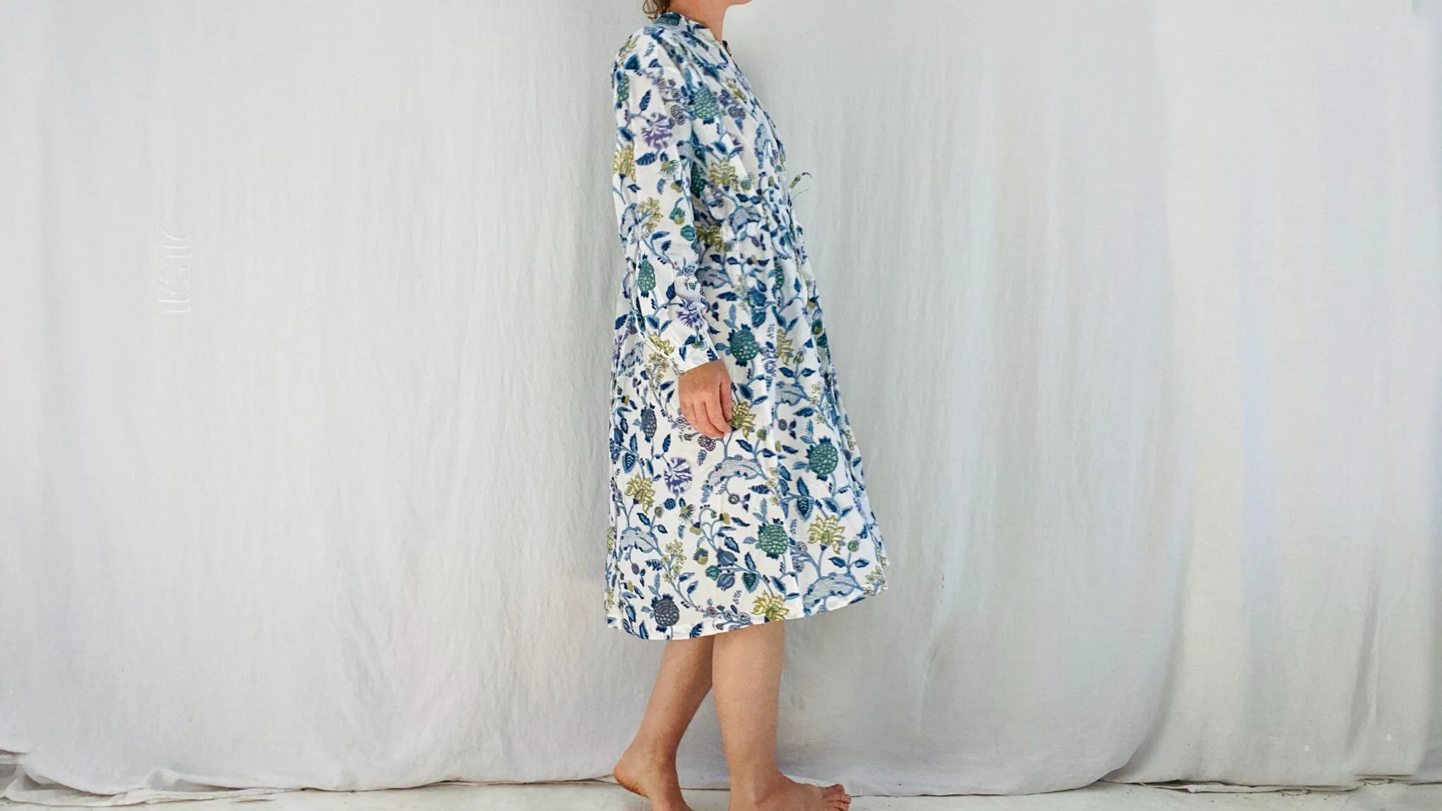 Indian Gauze Dress. Shirt Dress. Block S-L