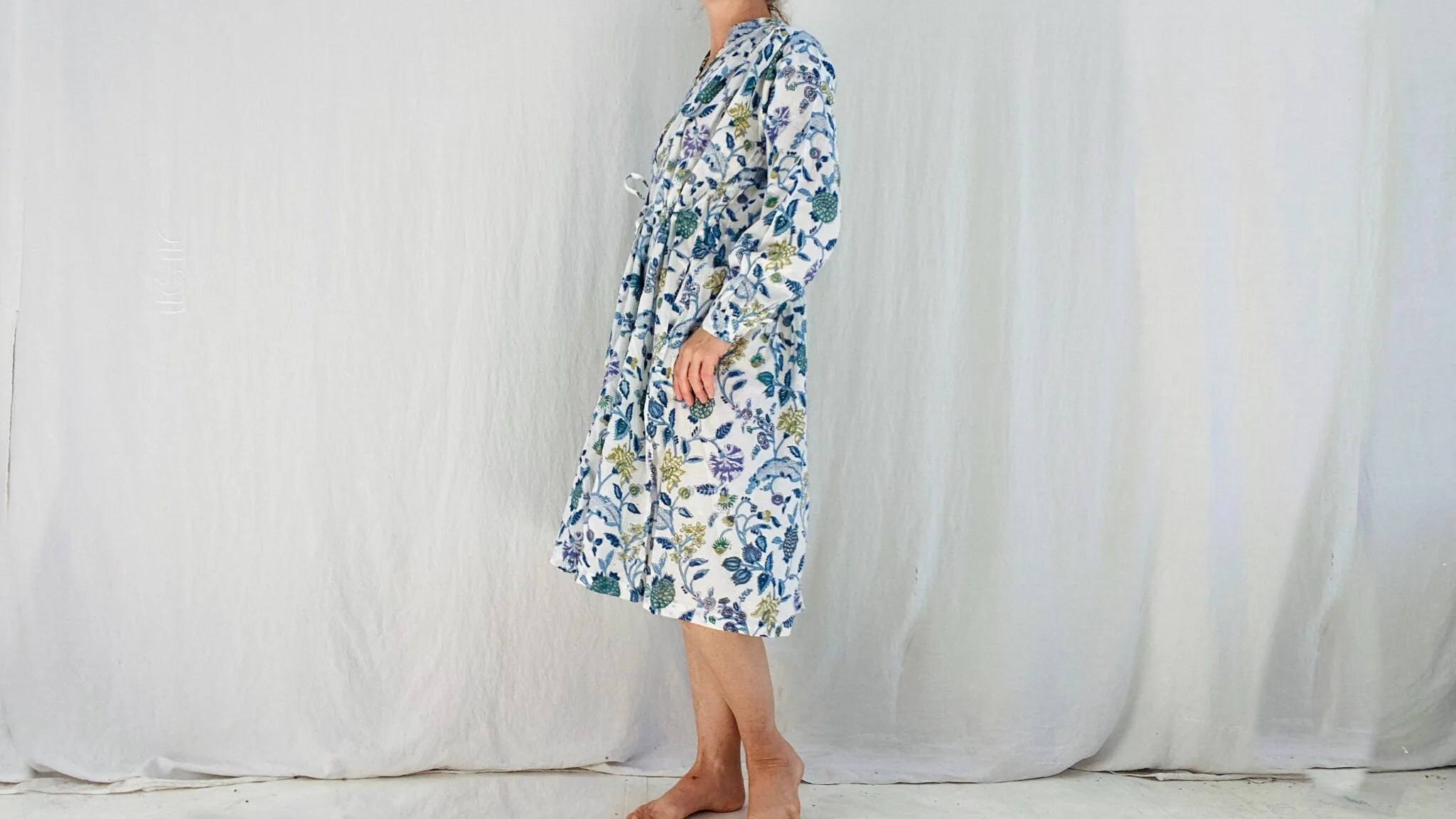 Indian Gauze Dress. Shirt Dress. Block S-L