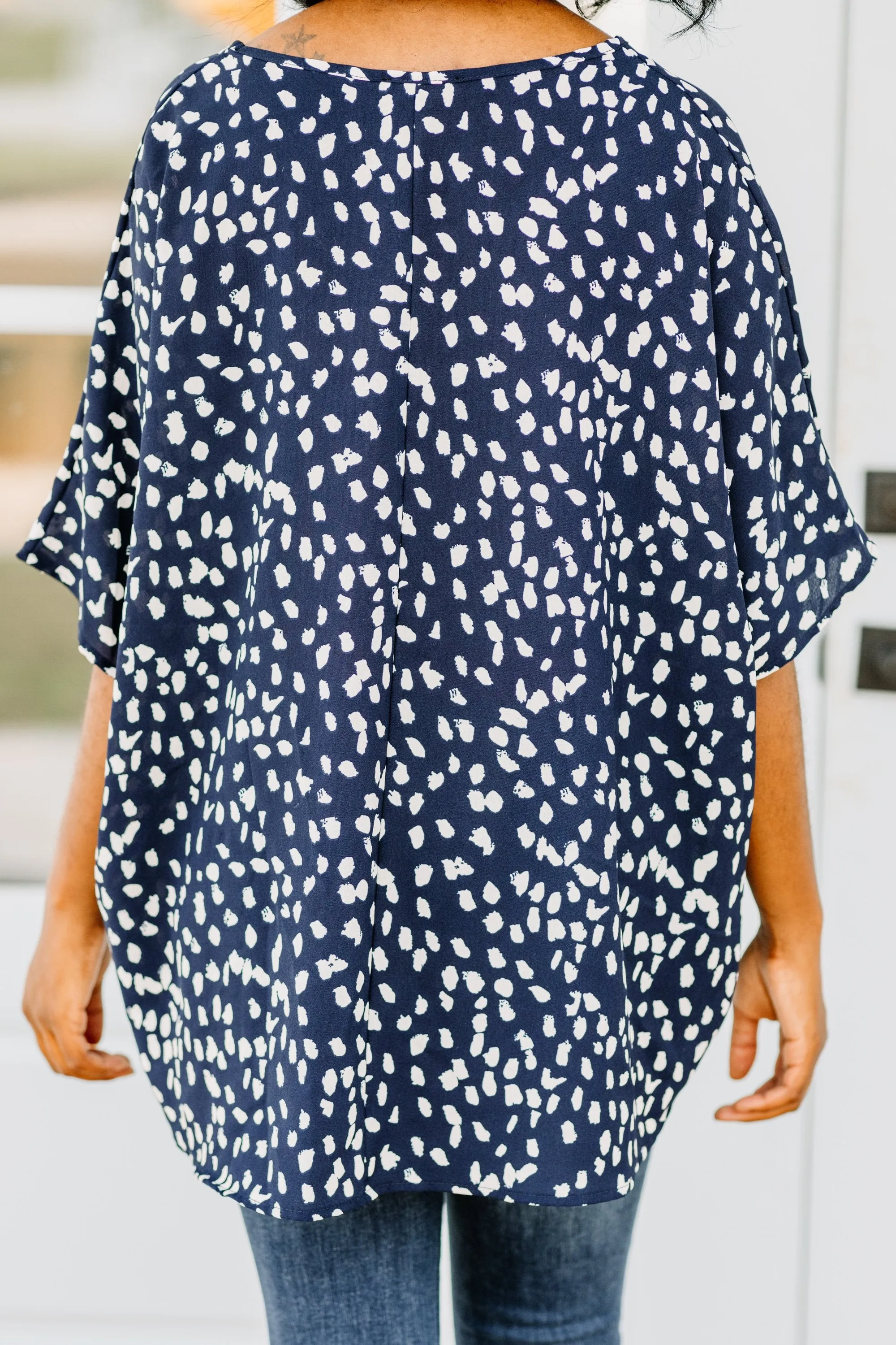 It's All Good Navy Blue Spotted Leopard Top