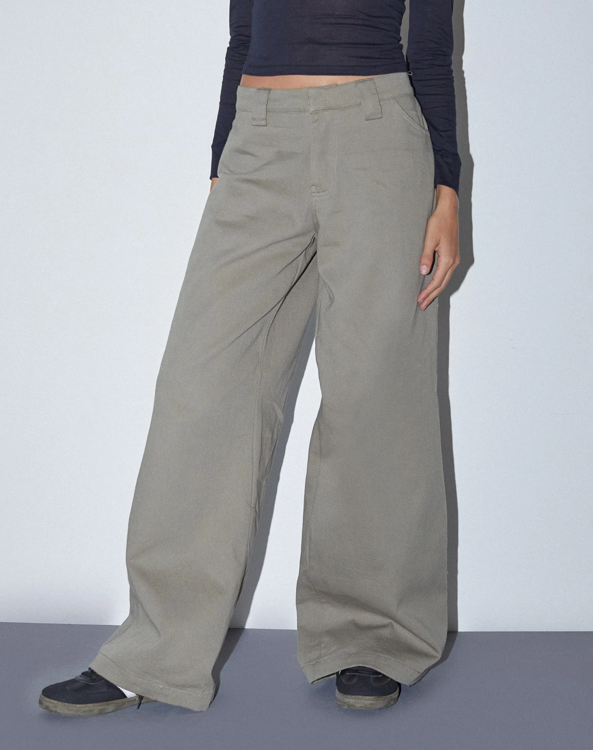 Kaomy Wide Leg Trouser in Slate Green