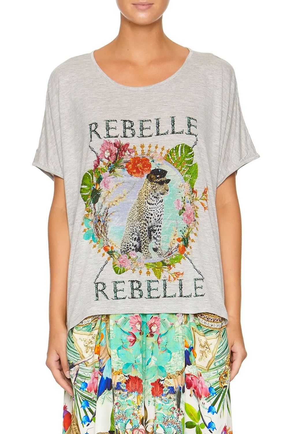 Loose Fit Round Neck Tee- Champagne Coast