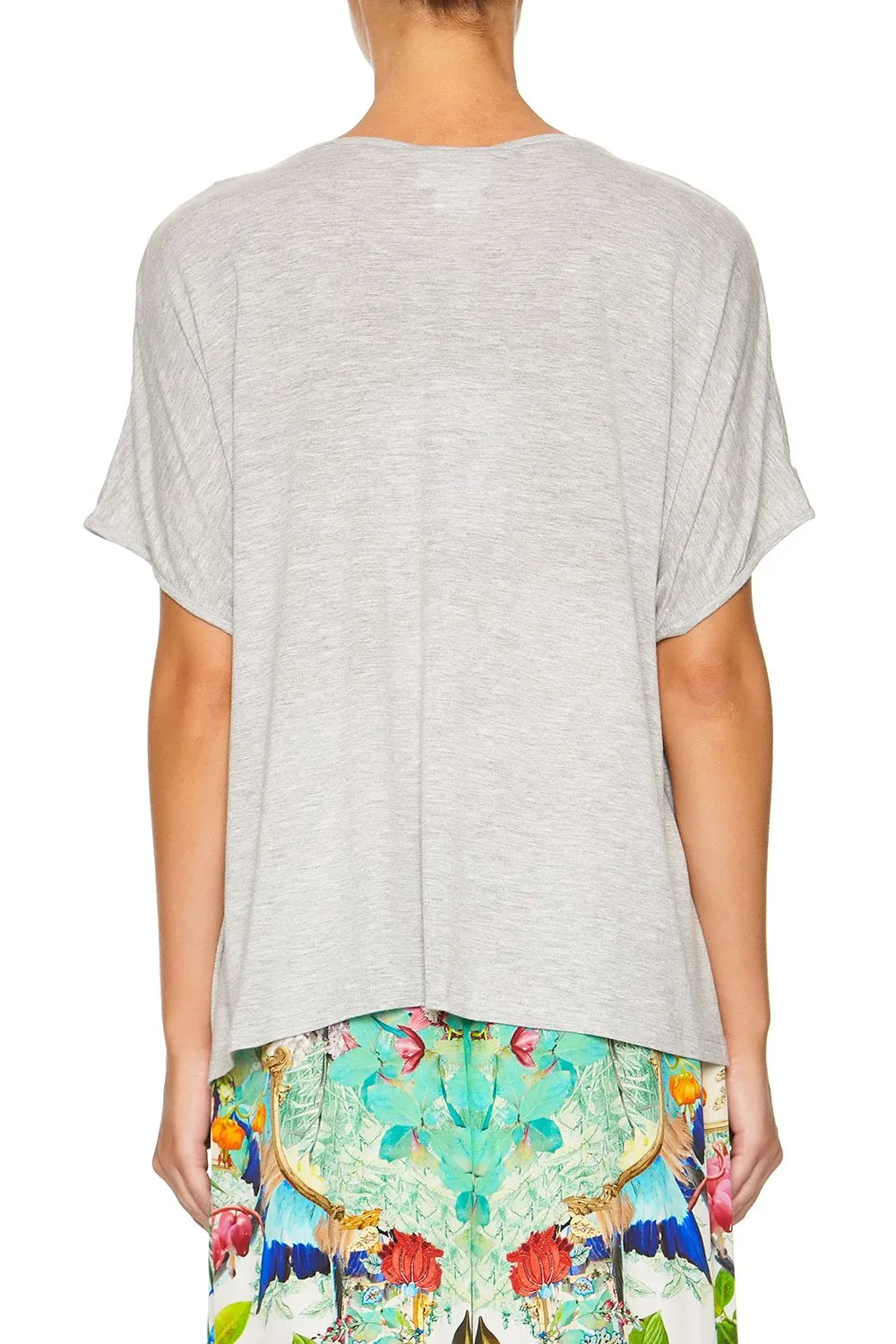 Loose Fit Round Neck Tee- Champagne Coast