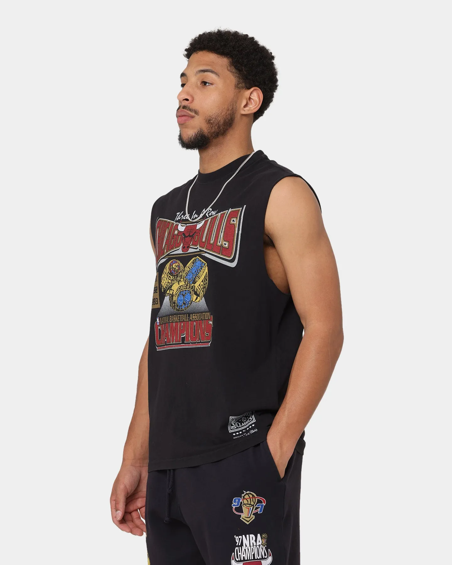 Mitchell & Ness Chicago Bulls '91-'93 Champions Muscle Vintage T-Shirt Faded Black