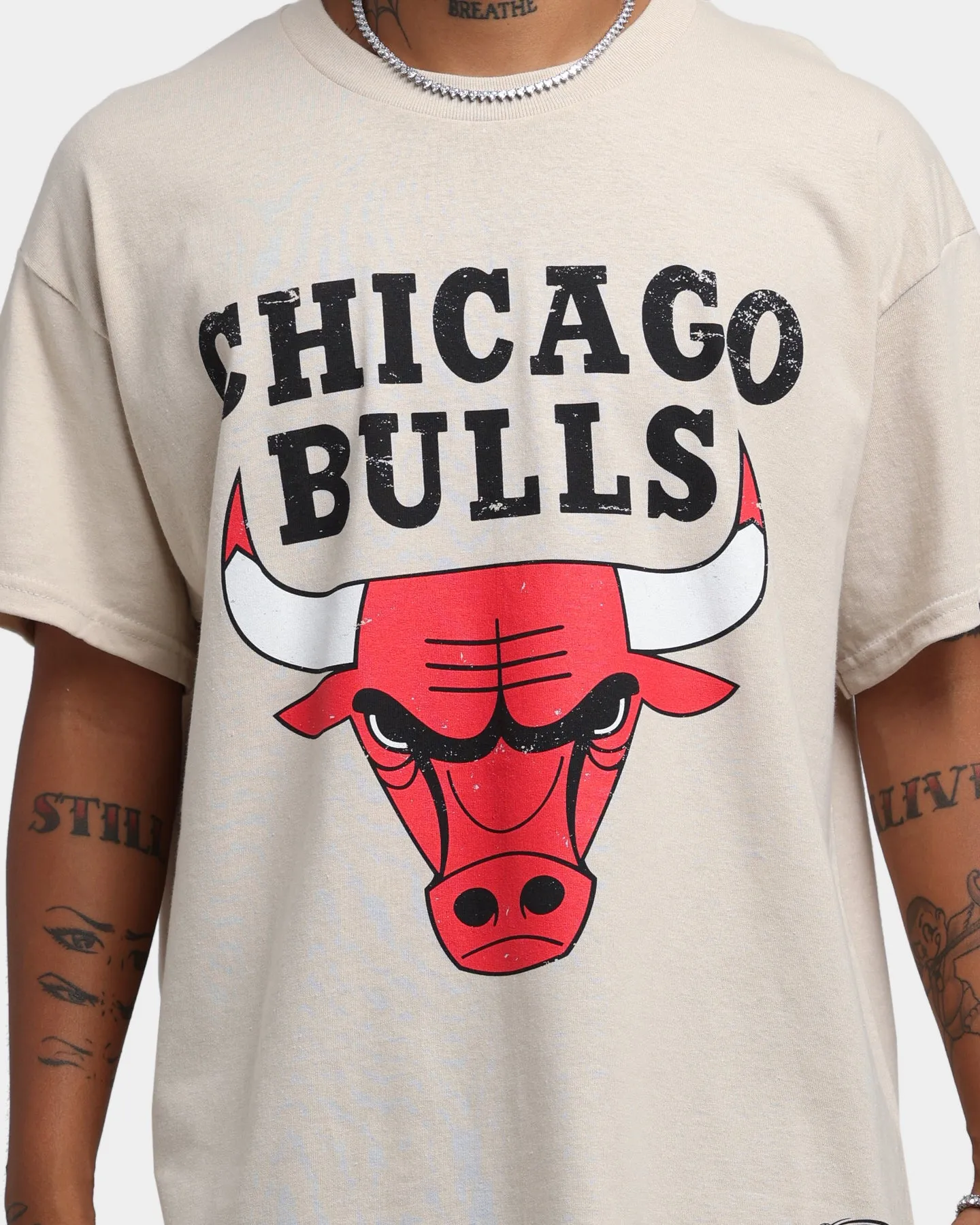 Mitchell & Ness Chicago Bulls Sandstone Team Logo T-Shirt Stone