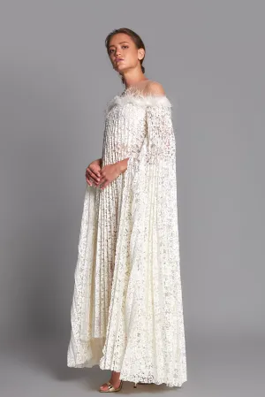 Off-The-Shoulder Midi Dress with Cape Sleeves