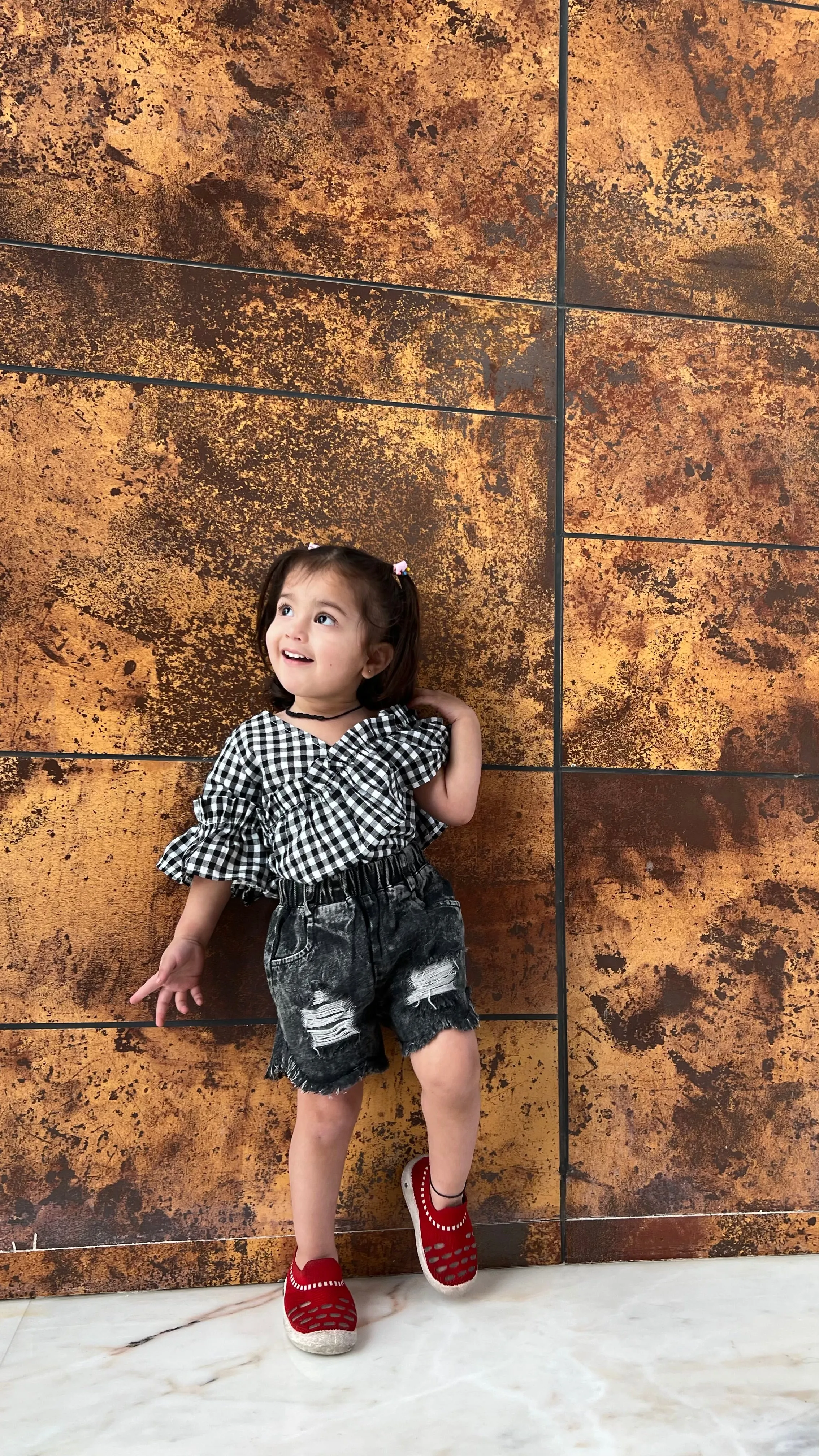 One Shoulder Denim Shorts Set