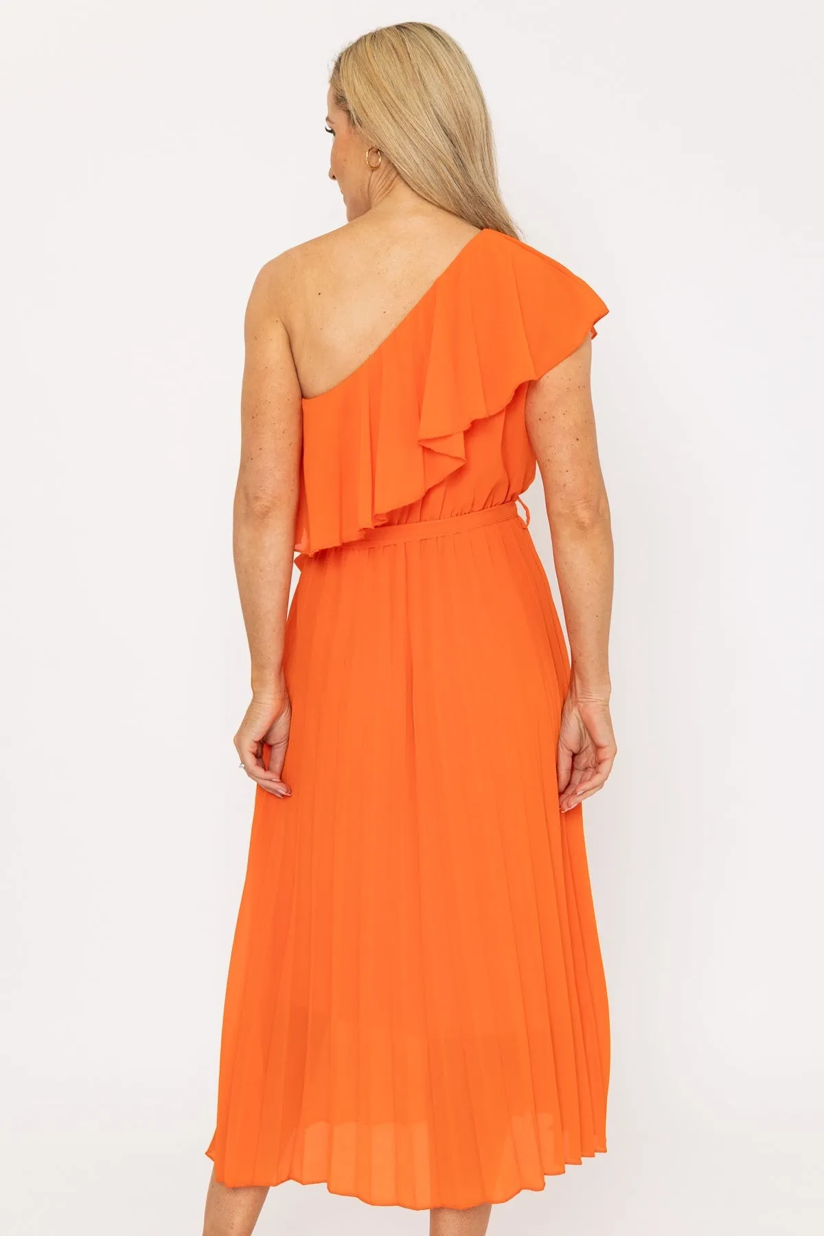 One Shoulder Midi Dress in Orange