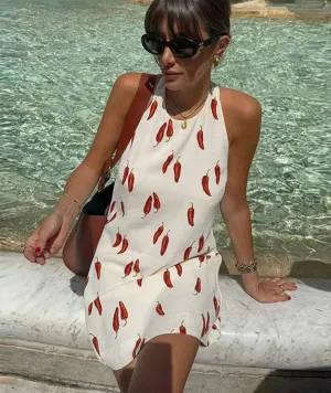 Peppa - Halter mini dress with pepper print