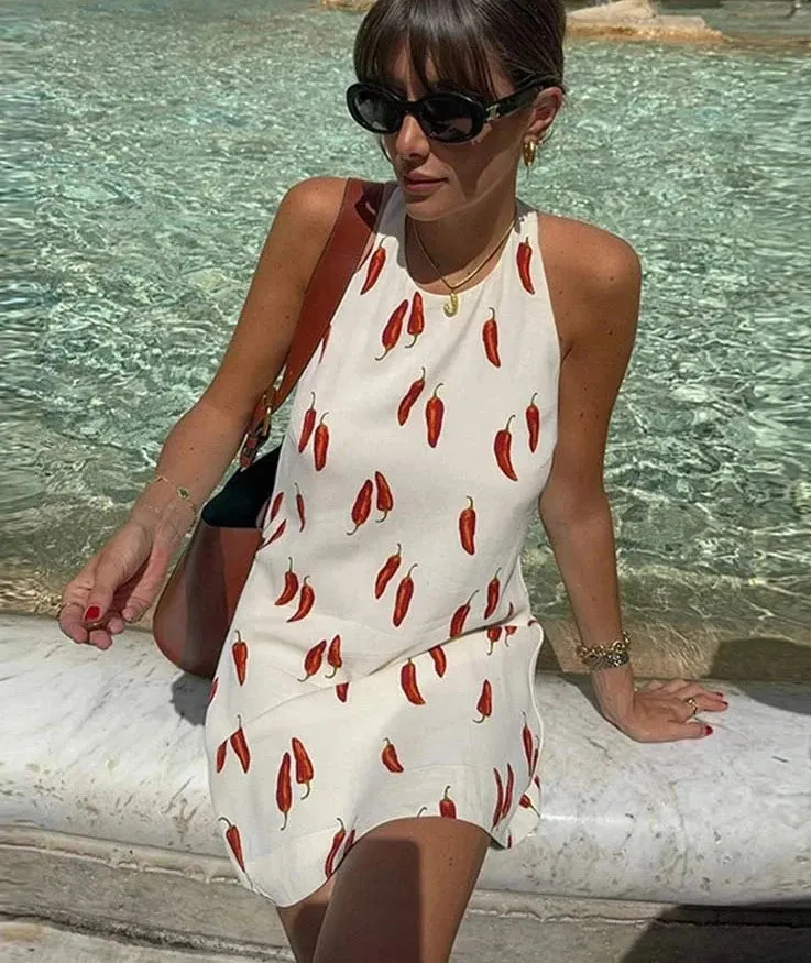 Peppa - Halter mini dress with pepper print