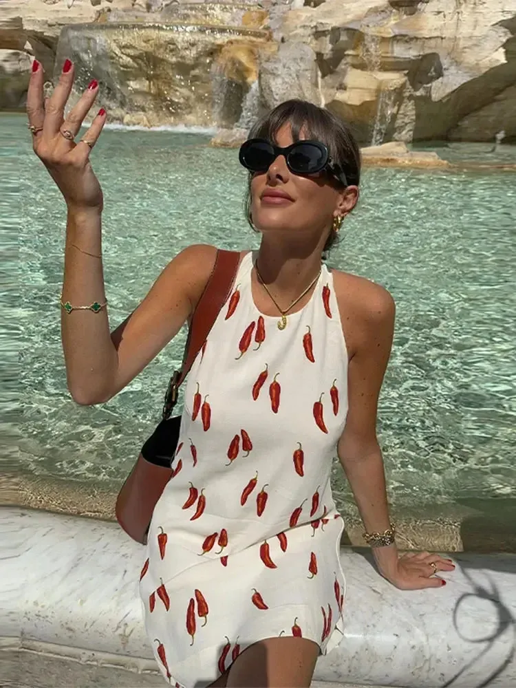 Peppa - Halter mini dress with pepper print