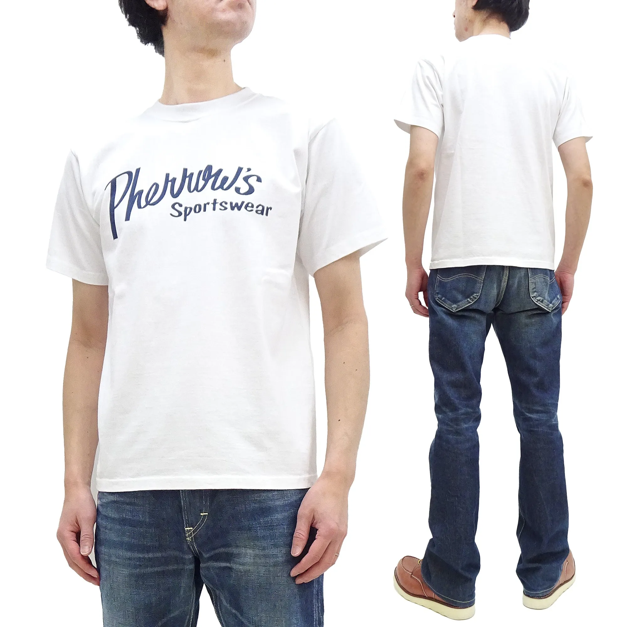 Pherrows T-Shirt Men's Short Sleeve Graphic Print Brand Logo Tee Pherrow's 24S-PT1 White
