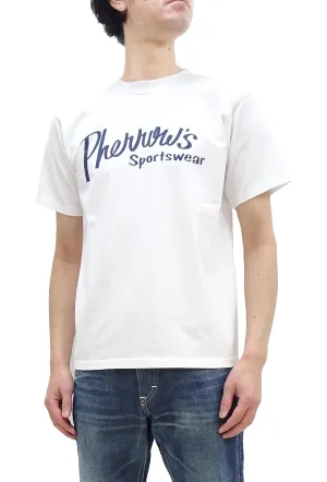 Pherrows T-Shirt Men's Short Sleeve Graphic Print Brand Logo Tee Pherrow's 24S-PT1 White