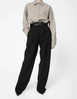 PLEATED WIDE LEG TROUSERS BLACK