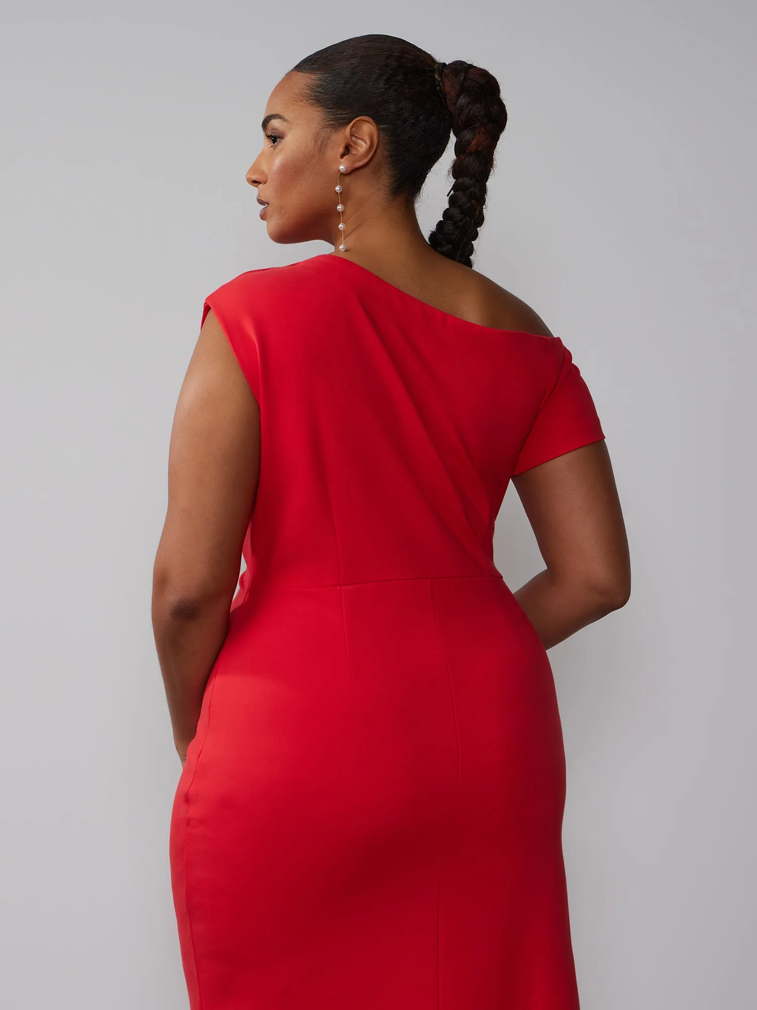 Plus One Shoulder Side Slit Sheath Dress
