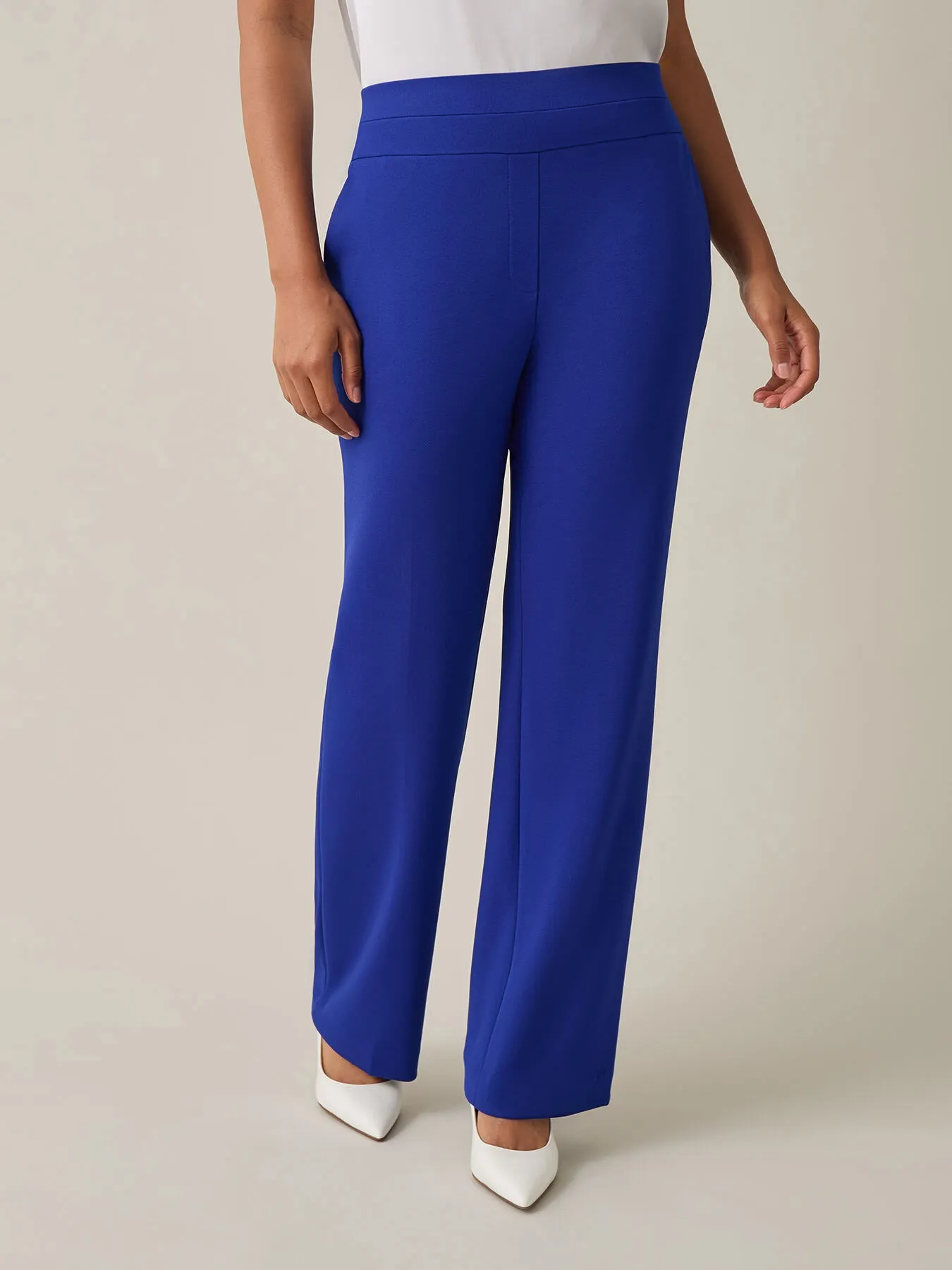 Pull-On Wide Leg Pants, Royal Signature