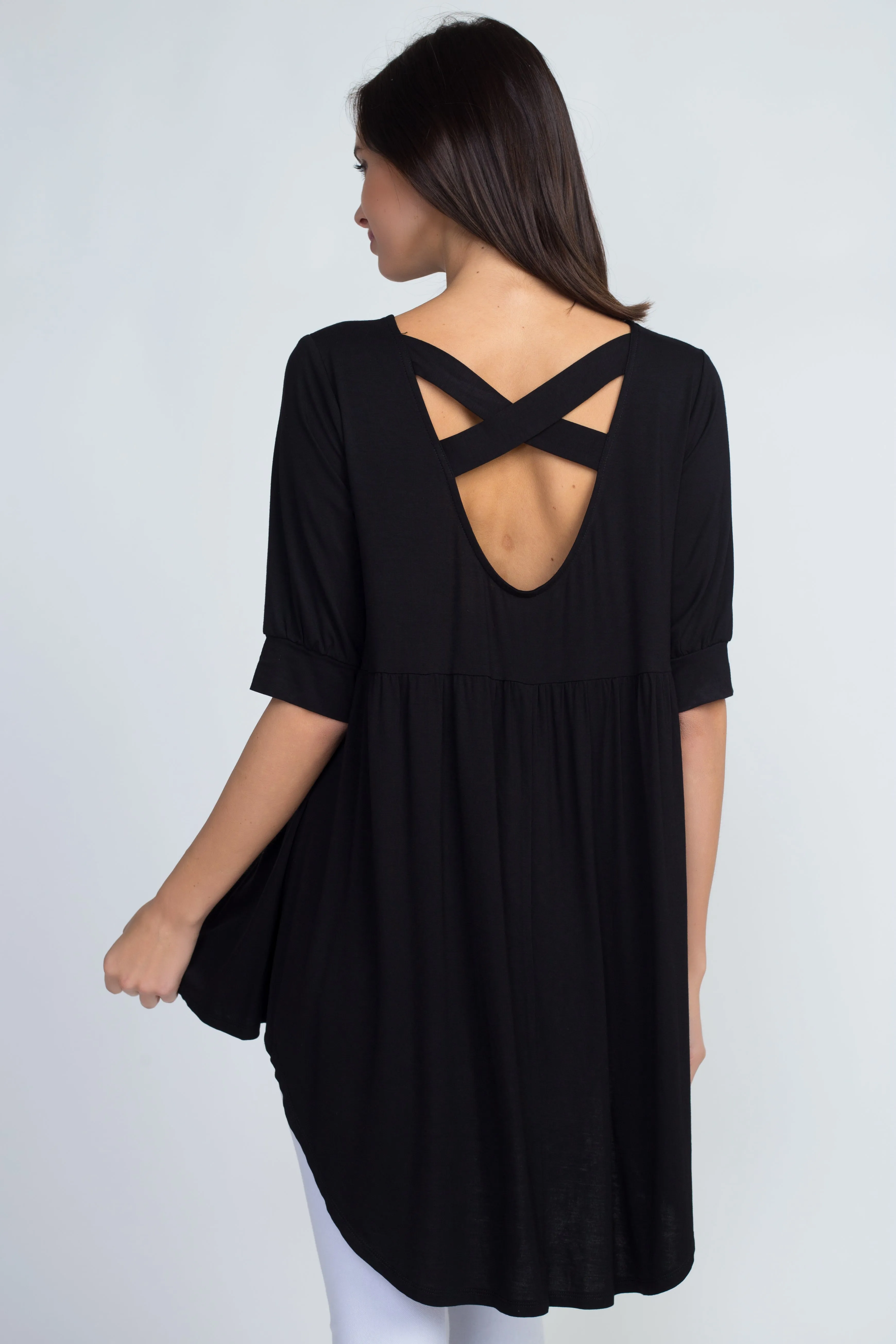 Relaxed Strappy Back Hi-Low Tunic Top