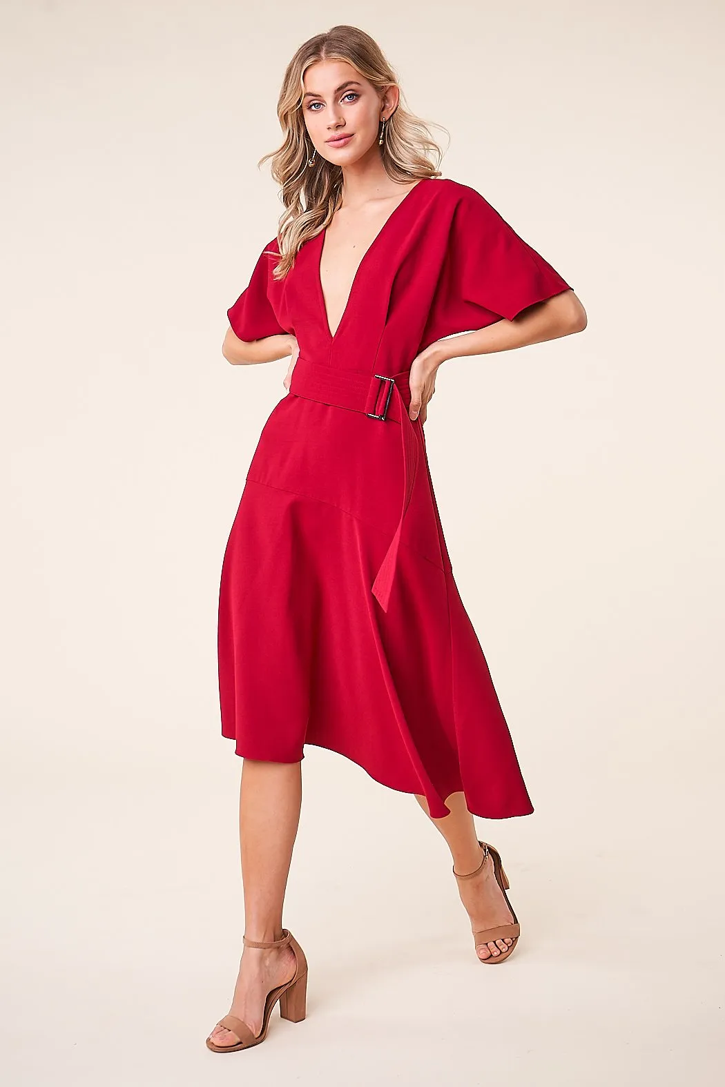 Rise Up Belted Midi Dress