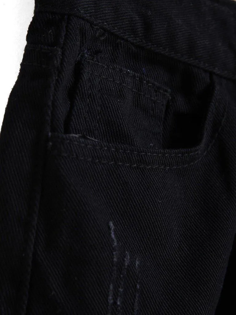 Single-breasted Ripped Fray Hem Denim Shorts