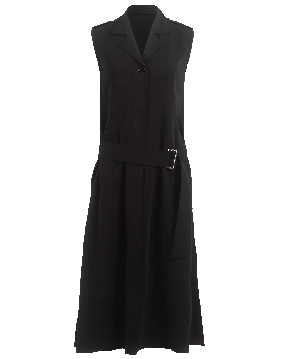 Sleeveless Belted Midi Dress