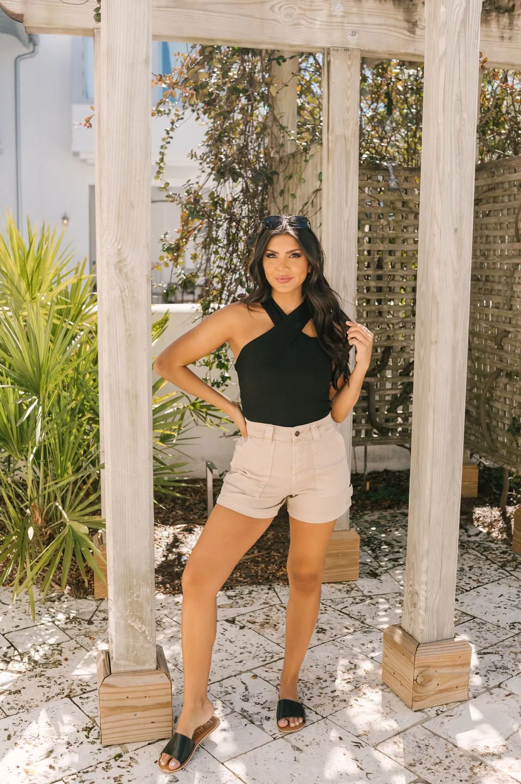 Tan Super High Rise Shorts - FINAL SALE