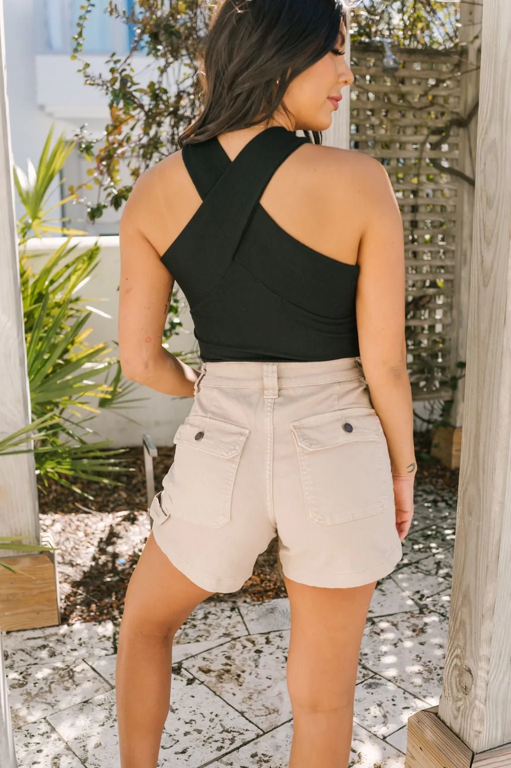 Tan Super High Rise Shorts - FINAL SALE