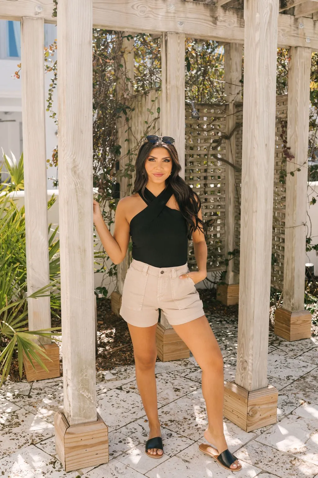 Tan Super High Rise Shorts - FINAL SALE