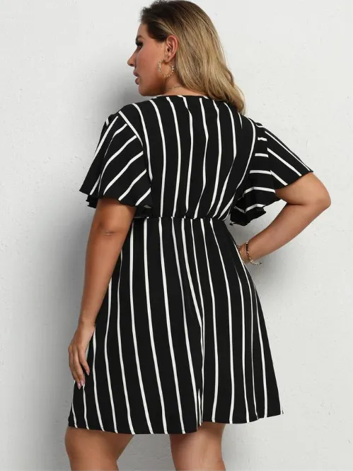 TastyHottie - Large size loose V-neck striped dress