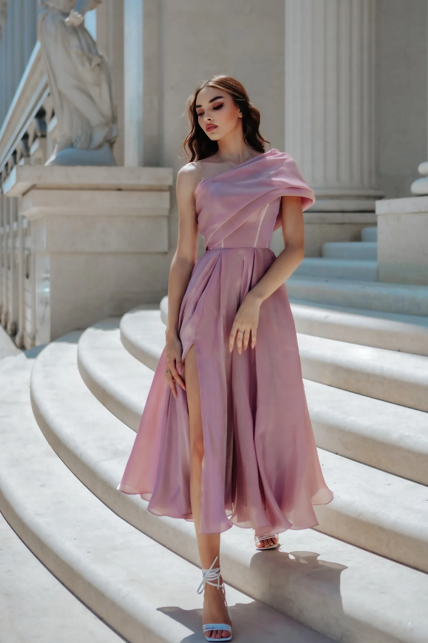 Tina Holly Couture TK315 One Shoulder A-Line Midi Dress