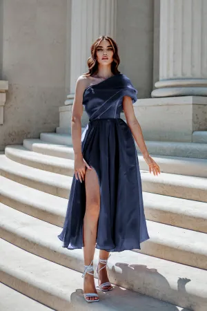Tina Holly Couture TK315 One Shoulder A-Line Midi Dress