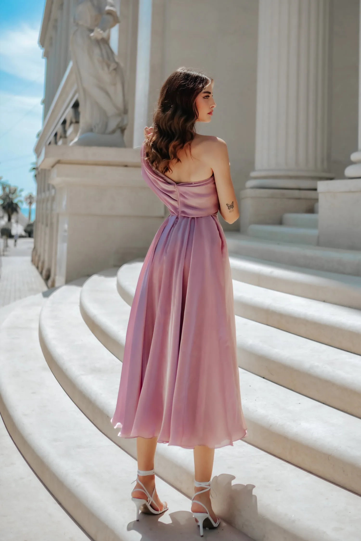 Tina Holly Couture TK315 One Shoulder A-Line Midi Dress