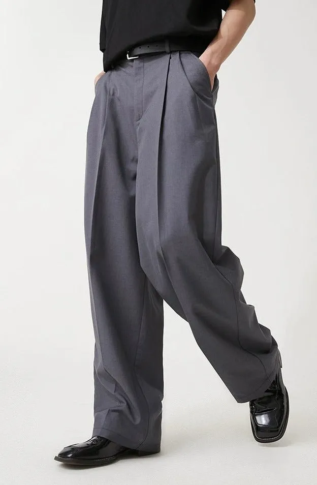 Wide Leg Pleated Loose-Fit Trousers