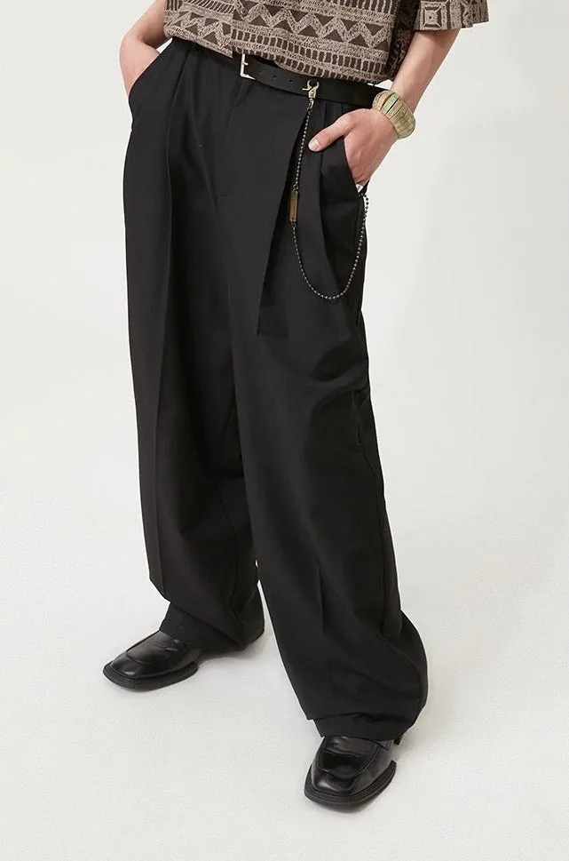 Wide Leg Pleated Loose-Fit Trousers