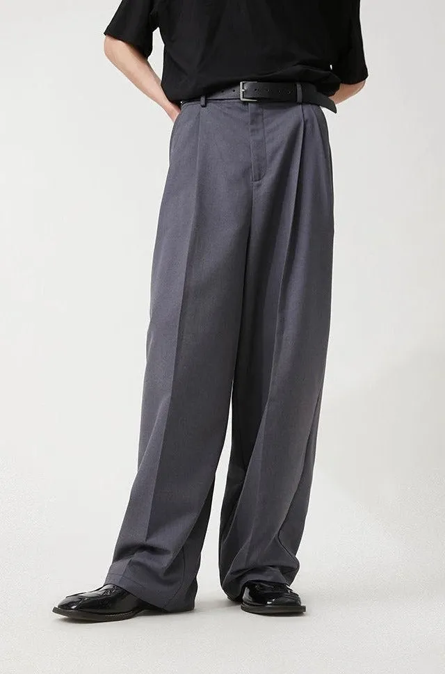 Wide Leg Pleated Loose-Fit Trousers